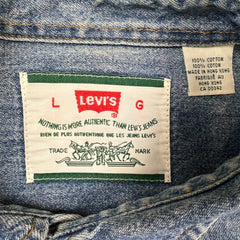 Vintage 90s Levi's Denim Shirt Mens Large Blue Faded Western Button Up