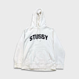 Vintage 90s Stussy Hoodie Mens Small White Arch Logo USA Hooded Sweater