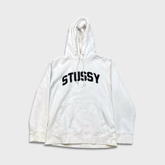 Vintage 90s Stussy Hoodie Mens Small White Arch Logo USA Hooded Sweater
