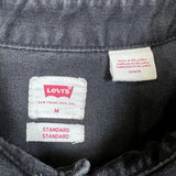 Levi's Denim Shirt Mens Medium Black Dark Wash Casual Western Pearl Snap