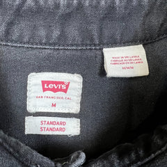 Levi's Denim Shirt Mens Medium Black Dark Wash Casual Western Pearl Snap