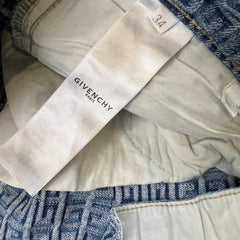 Givenchy 4G Jacquard Denim Mens 34x34 Blue Oversized Fit Light Wash Monogram Pants