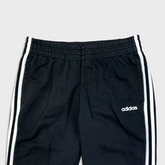 Adidas Sweatpants Mens Medium Black 3 Stripes Spell Out Taper Leg Fleece Jogger
