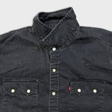 Levi's Denim Shirt Men XL Black Red Tab Dark Wash Casual Western Button Up