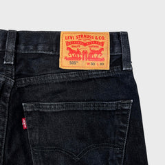 Levi's 505 Jeans Mens 30x30 Black Regular Fit Straight Leg Dark Wash Denim Pants