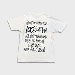 Stussy T Shirt Mens Medium White Have A Good Vibe Double Sided Care Label Tee