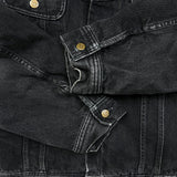 Vintage 90s Lee Storm Rider Denim Jacket Mens XL Black Stone Wash Blanket Lined Trucker Western