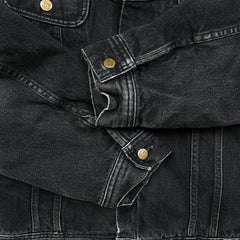 Vintage 90s Lee Storm Rider Denim Jacket Mens XL Black Stone Wash Blanket Lined Trucker Western