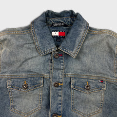 Vintage 90s Tommy Hilfiger Denim Jacket Womens XS Blue Western Trucker