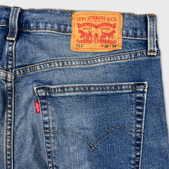 Levi's 511 Jeans Mens 36x30 Blue Slim Fit Mid Rise Medium Wash Faded Denim Pants