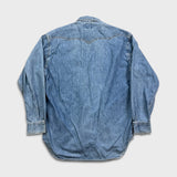 Vintage 90s Levi's Denim Shirt Men Medium Blue Light Wash Western Button Up