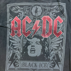 Vintage 2008 AC/DC Black Ice T Shirt Mens Small Gray Sun Faded Distress Band Tee