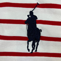 Vintage 90s Polo Ralph Lauren Shirt Mens Large White Big Pony Striped Preppy Short Sleeve