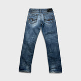 Silver Jeans Co. Eddie Mens 30x32 Blue Relaxed Fit Slim Straight Distressed Denim Pants