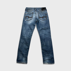 Silver Jeans Co. Eddie Mens 30x32 Blue Relaxed Fit Slim Straight Distressed Denim Pants