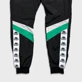 Kappa Track Pants Mens Large Black Lightweight Athletic Taper Leg Gym Jogger