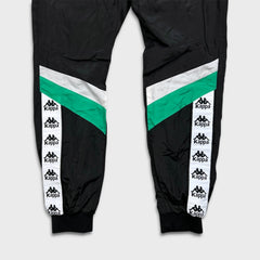 Kappa Track Pants Mens Large Black Lightweight Athletic Taper Leg Gym Jogger