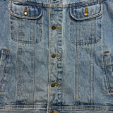 Vintage 90s Wrangler Denim Jacket Mens XL Blue Rugged Wear USA Trashed Trucker