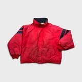 Vintage 90s Nautica Jacket Mens Large Red Full Zip Bomber Down Heavy Coat