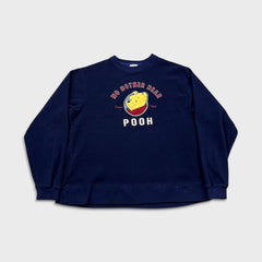 Vintage 90s Walt Disney Fleece Mens Large Blue Winnie The Pooh No Bother Bear Jacket