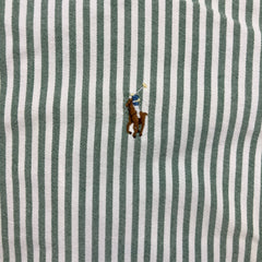 Vintage 90s Polo Ralph Lauren Shirt Mens XL White Green Striped Preppy Button Up