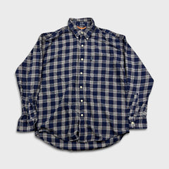 Vintage 90s Chaps Ralph Lauren Shirt Mens Medium Blue Plaid Flannel Button Up