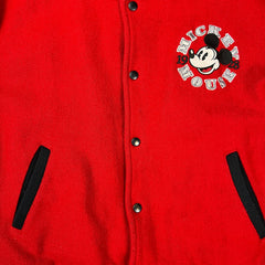 Vintage 90s Disney Mickey Mouse Jacket Mens Medium Red Varsity Letterman