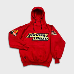 Vintage 90s Johnny Blaze Hoodie Mens Medium Red Hip Hop Hooded Sweater