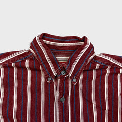 Vintage 90s Levi's Shirt Mens Small Red Striped Western Chore Twill Long Sleeve