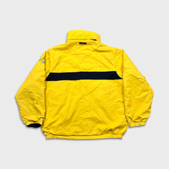 Nautica Jacket Mens XL Yellow NS83 Sailboat Logo Reversible Fleece Full Zip Coat