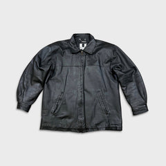Vintage 90s Pelle Cuir Leather Jacket Mens 2XL Black Genuine Leather Quilted Lined