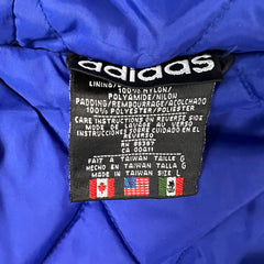 Vintage 90s Adidas Jacket Mens Large Black Stripe Spell Out Oversized Coat