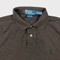 Vintage 90s Polo Ralph Lauren Shirt Mens Brown Medium Pony Preppy Short Sleeve
