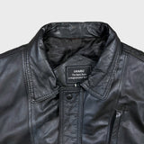 Vintage 90s Sears Leather Jacket Mens XL Black Full Zip Flight A-2 G-1 Bomber