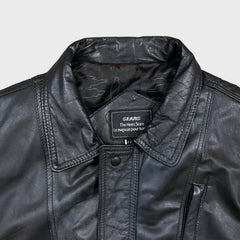 Vintage 90s Sears Leather Jacket Mens XL Black Full Zip Flight A-2 G-1 Bomber