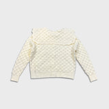 Vintage 90s Ivory Bobble Knit Cardigan Womens Small White Pearl Button Sweater