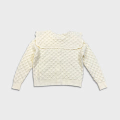 Vintage 90s Ivory Bobble Knit Cardigan Womens Small White Pearl Button Sweater