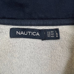 Nautica Sweatshirt Mens Large Gray 1/4 Zip Classic Logo Pullover