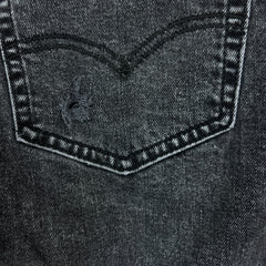 Levi's 512 Jeans Men 34x30 Black Slim Taper Leg Dark Wash Distressed Stretch Denim Pants