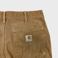 Vintage 90s Carhartt Pants Mens 34x32 Beige Original Fit Double Knee Distressed USA