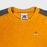 Vintage 90s Adidas Essential Fleece Mens XL Yellow 3 Stripe Spell Out Pullover Jacket