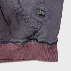 G-Star Raw Harm Hoodie Mens XL Purple 1/4 Button Up Faded Hooded Sweater
