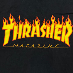 Thrasher Magazine T Shirt Mens Medium Black Skateboard Flame Spell Out Tee
