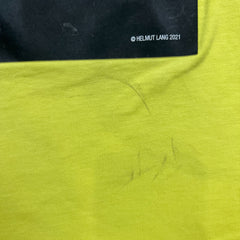 Helmut Lang T Shirt Mens XL Yellow Sample Press Only Box Logo Graphic Tee