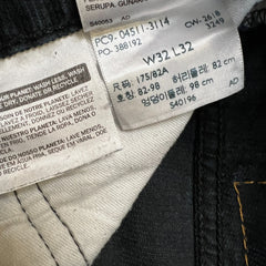 Levi's 511 Pants Mens 32x26 Black Slim Fit Stretch Corduroy Casual Trousers