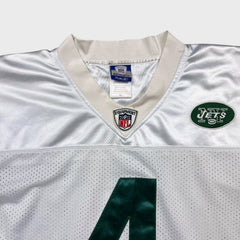 Vintage 2008 Reebok Brett Favre #4 New York Jets Jersey Mens Large White Stitched NFL Football