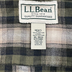 Vintage 90s L.L Bean Denim Shirt Mens XL Green Plaid Lining Workwear Button Up