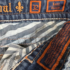 Rock Revival Jeans Mens 34x32 Blue Kurt Straight Leg Medium Wash Distressed Pants