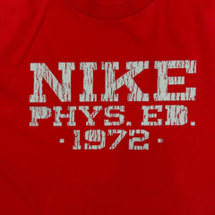 Vintage Y2K Nike Sportswear T Shirt Mens Large Red Phys Ed Short Sleeve Graphic Tee