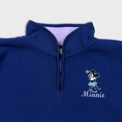 Vintage Y2K Disney Fleece Womens Large Blue Minnie Mouse 1/4 Zip Jacket